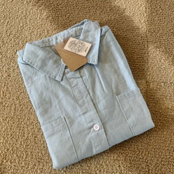 New Boho Freyed Hem Chambray Denim Dress - Picture 3 of 7